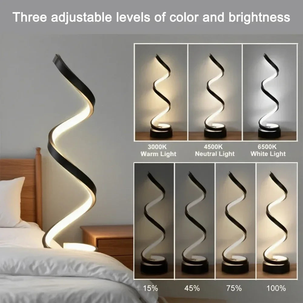 LED Spiral Dimmable Table Lamp | Adjustable Height Bedside & Desk Light