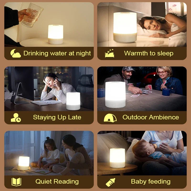 Dimmable LED Bedside Touch Lamp | Rechargeable Night Light for Bedroom