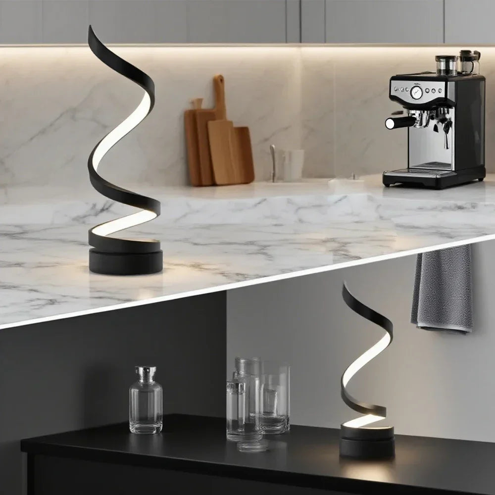 LED Spiral Dimmable Table Lamp | Adjustable Height Bedside & Desk Light