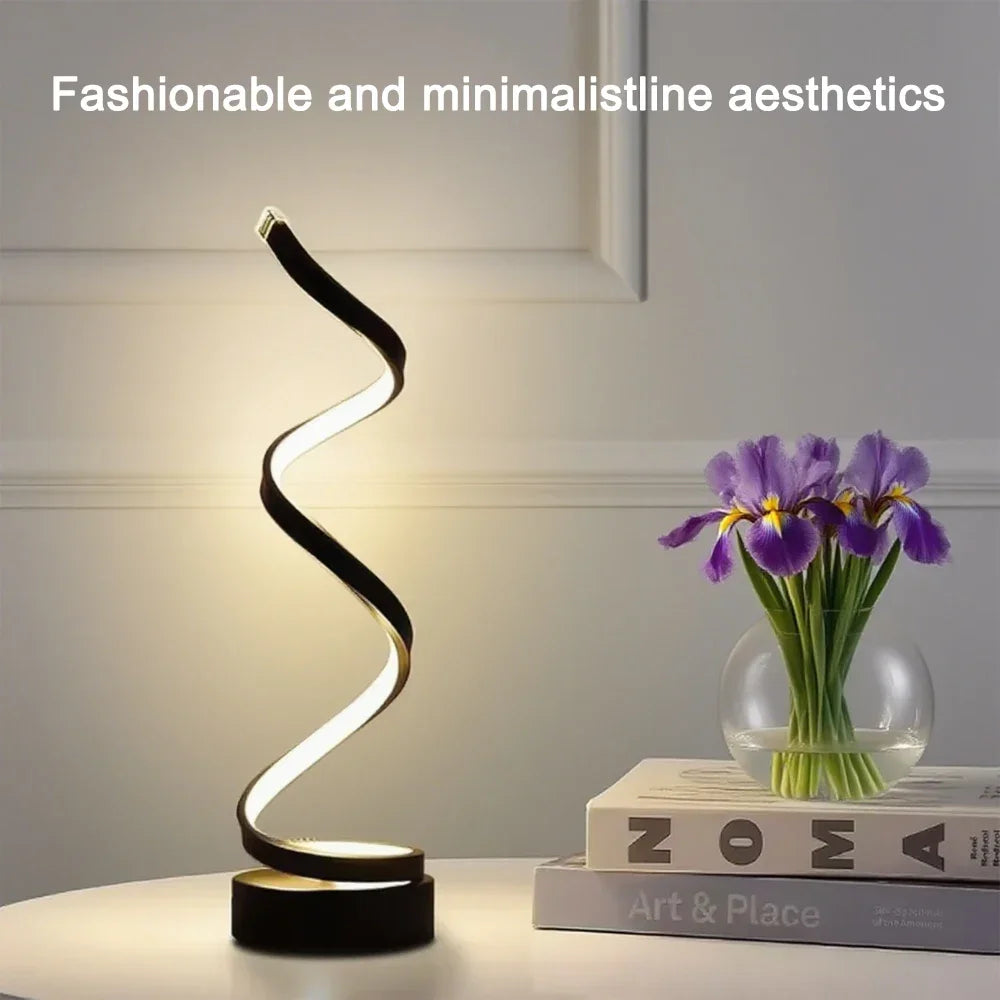 LED Spiral Dimmable Table Lamp | Adjustable Height Bedside & Desk Light