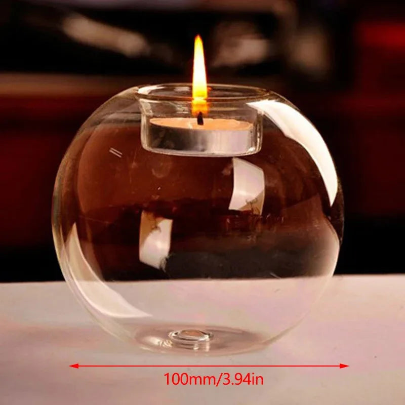 Elegant Round Glass Candle Holders | European Style Home Decor