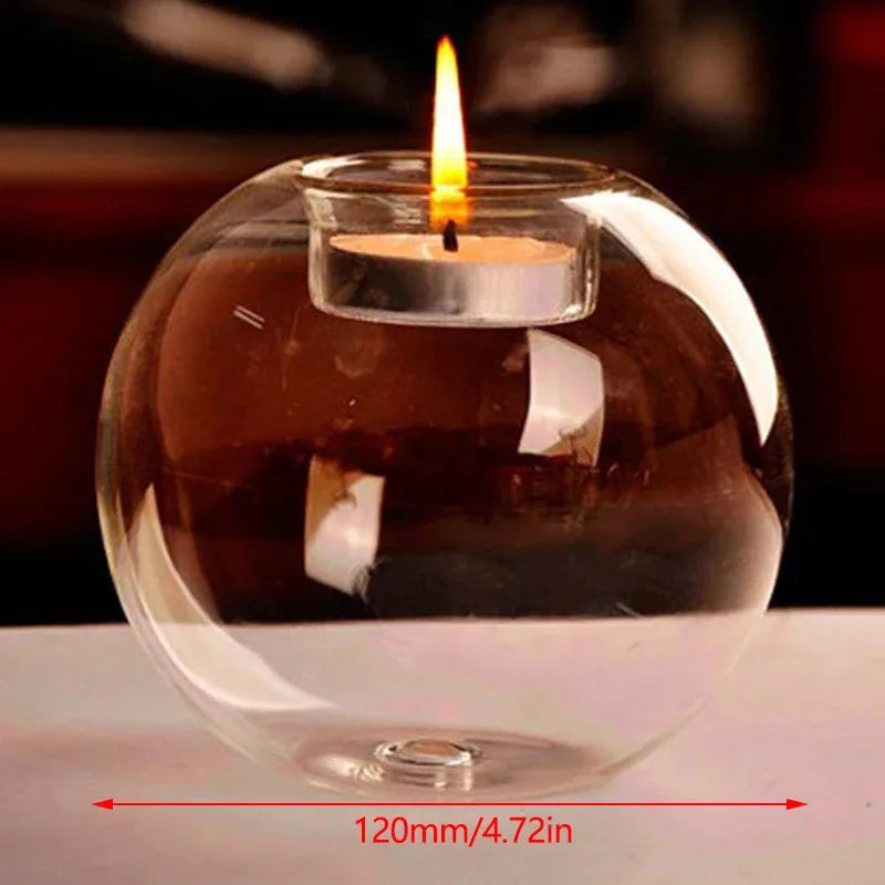 Elegant Round Glass Candle Holders | European Style Home Decor