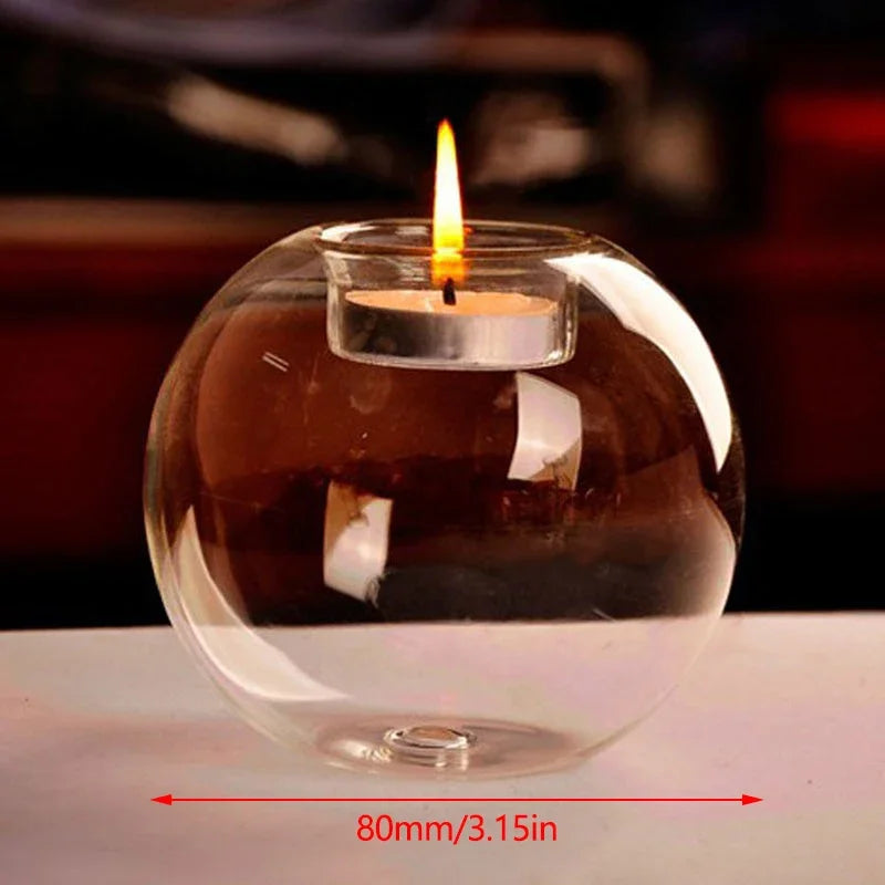 Elegant Round Glass Candle Holders | European Style Home Decor