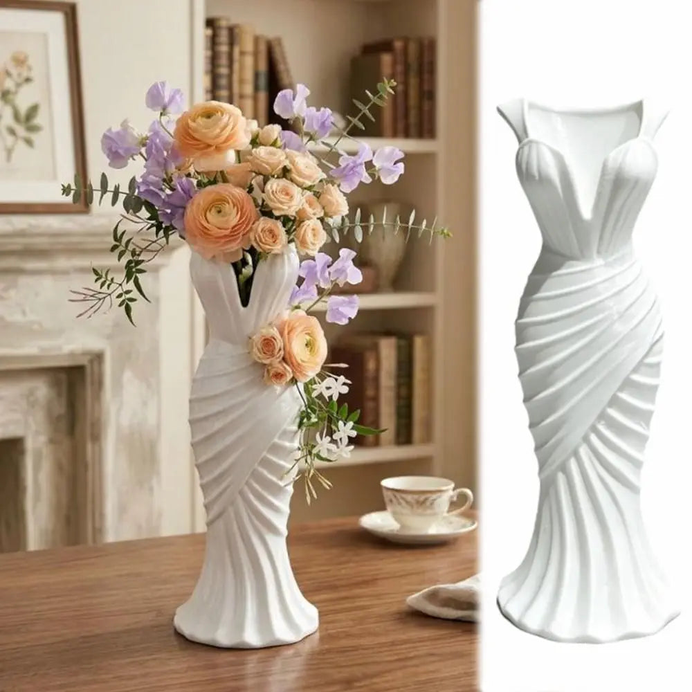 Elegant Dress-Shaped Flower Vase | 3D Printed Sculptural Décor