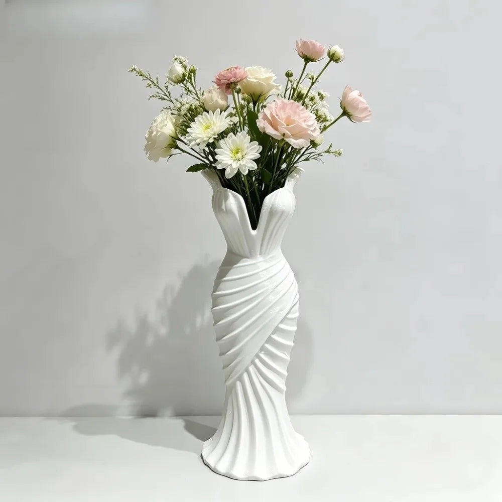 Elegant Dress-Shaped Flower Vase | 3D Printed Sculptural Décor