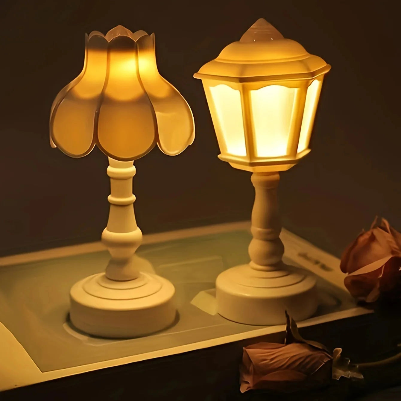 Geometric Flower Bud LED Touch Table Lamp | Cordless Night Light