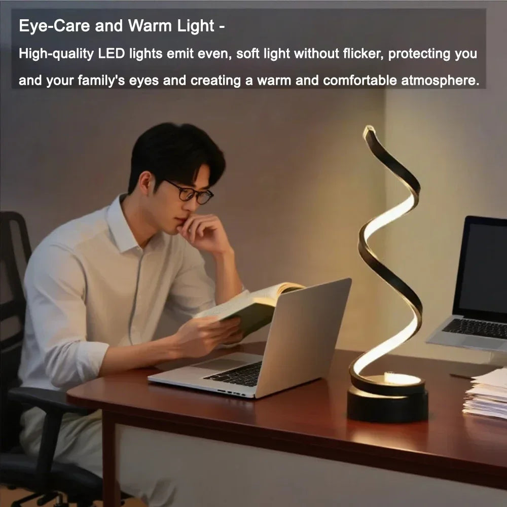 LED Spiral Dimmable Table Lamp | Adjustable Height Bedside & Desk Light