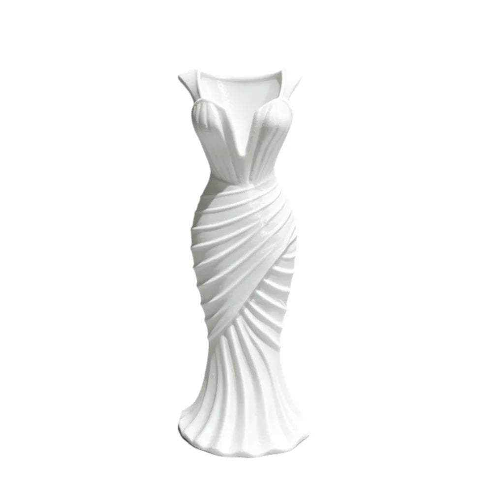 Elegant Dress-Shaped Flower Vase | 3D Printed Sculptural Décor